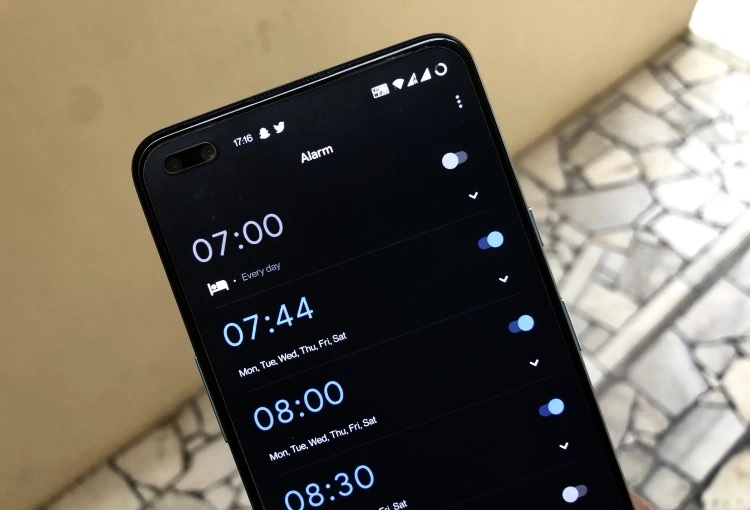 scheduled alarm on an Android phone
