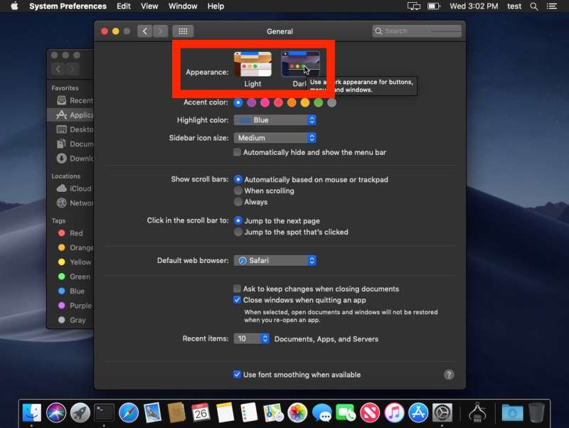 Mac Dark Mode Using the System Preferences