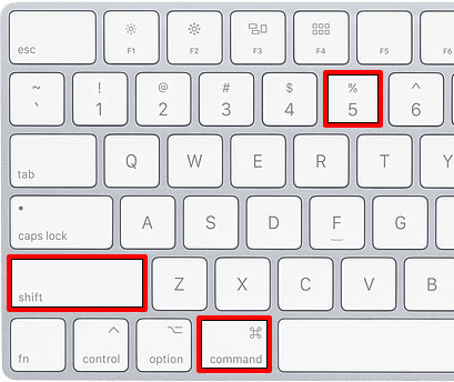 keyboard shortcuts to screen record the Mac desktop