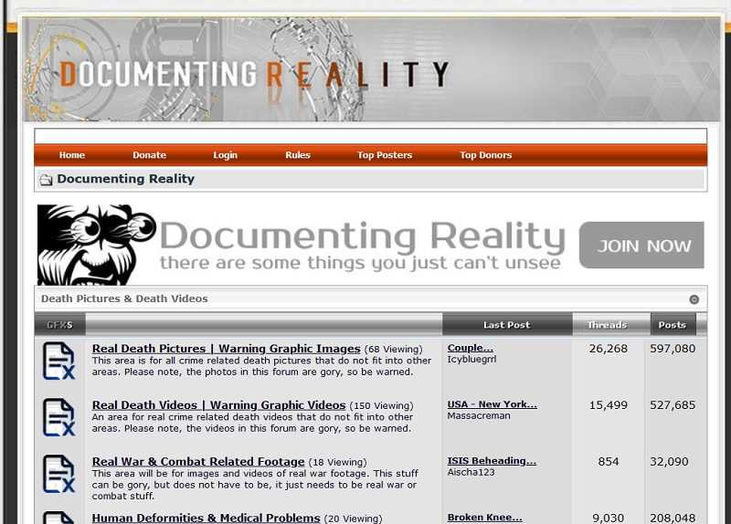 Documenting Reality Gory Website