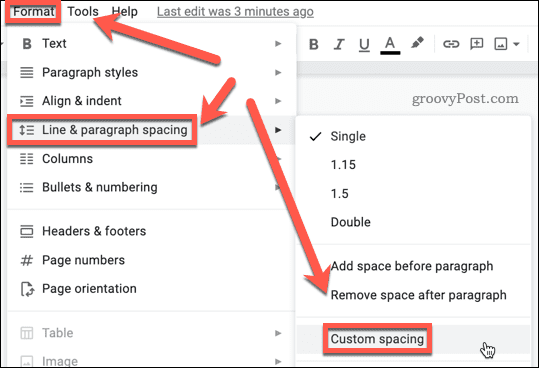 Adjust Line Spacing to detele page in google doc
