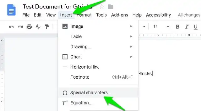 Additional Considerations - Insert Special Characters in Google docs