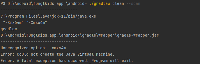 JVM could not create error