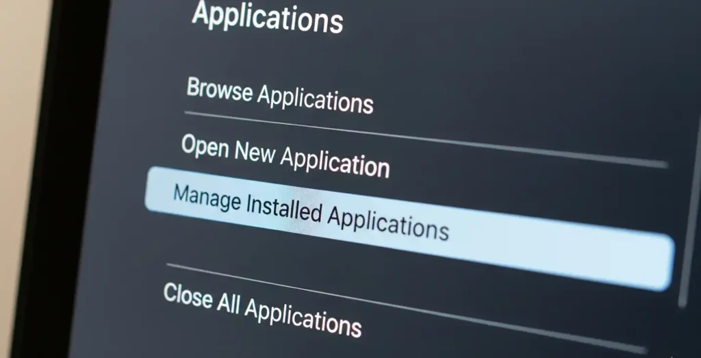 Applications menu with Manage Installed Applications