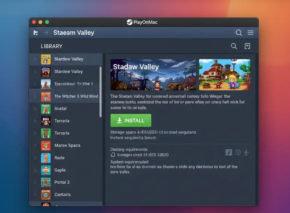 Steam Library interface within PlayOnMac