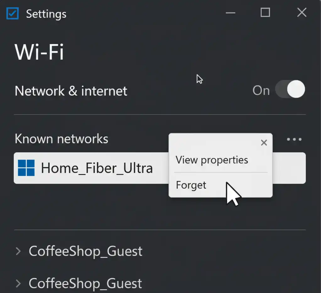 Forget and Reconnect to the Wi-Fi Network Windows